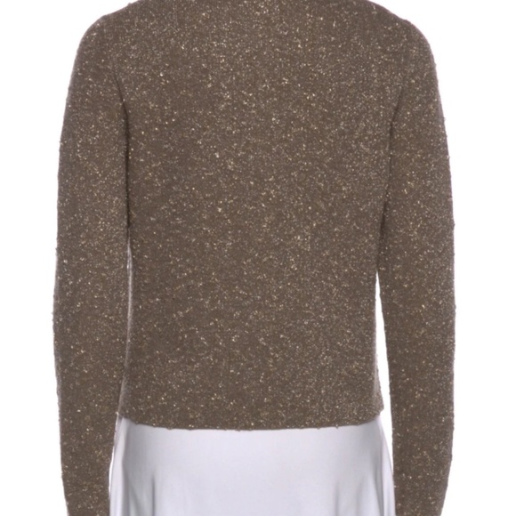 NWT Lafayette 148 New York Button Down Shimmer Gold Knit Cardigan - Picture 7 of 7